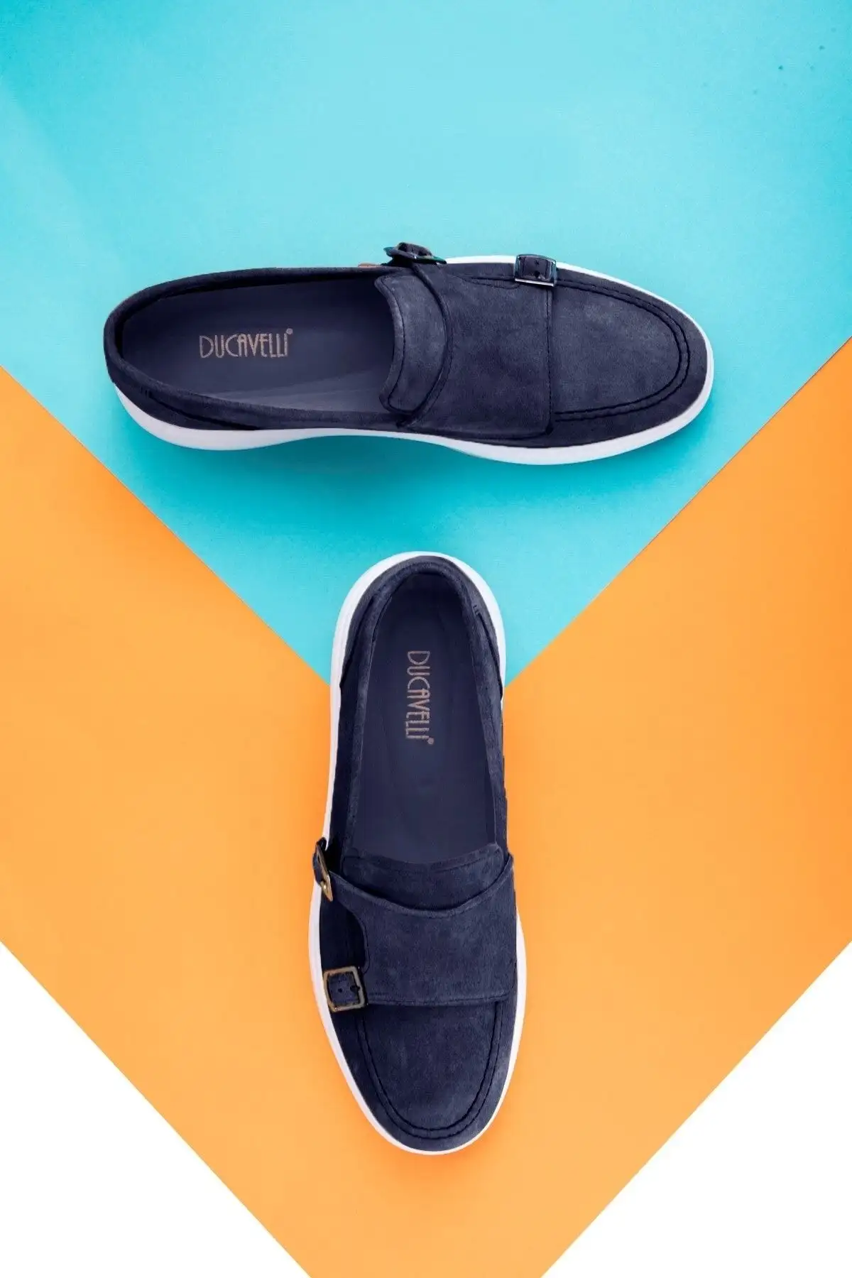 سایز بزرگ مردانه جاگیر گرانیت طبیعی چرمی مردانه، کفش لوفر سوئیدی، کفش تابستانی رنگ آبی تیره - 3515