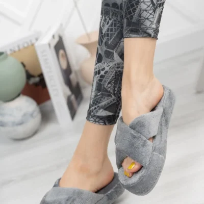 کفش راحتی خانه مدافراتو SMT-02 دمپایی زنانه کراس خانگی پشمی مخصوص زمستان - 4598