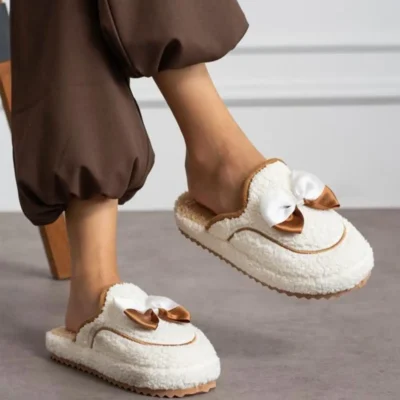 کفش راحتی خانه زنانه پاییزه-زمستانه با زیره غیرلغزش و بند دوست‌داشتنی - 3974