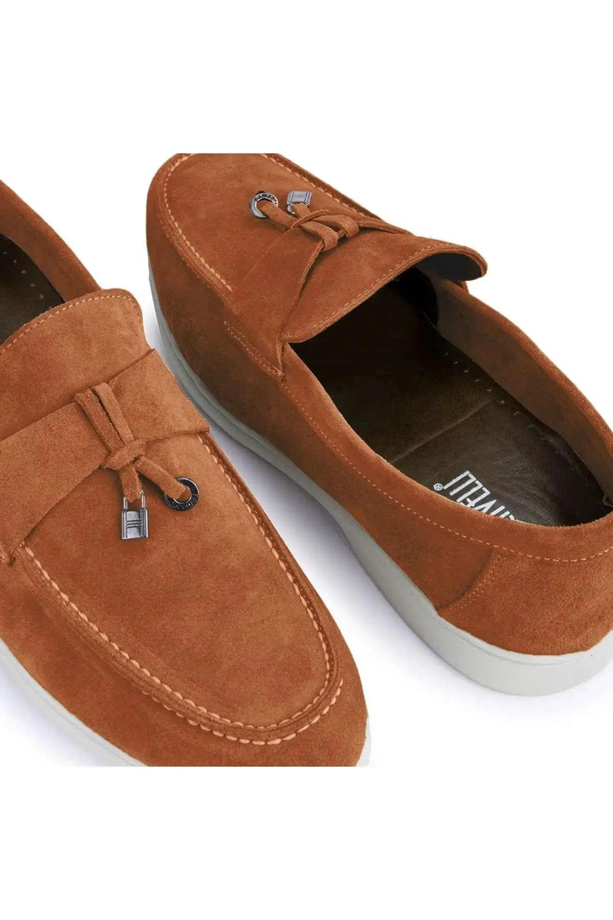 کفش سایز بزرگ مردانه  روزمره  لوفر چرم طبیعی سوئدیرر قهوهای - 5058 کفش سایز بزرگ مردانه روزمره لوفر چرم طبیعی سوئدیرر قهوهای - 5058