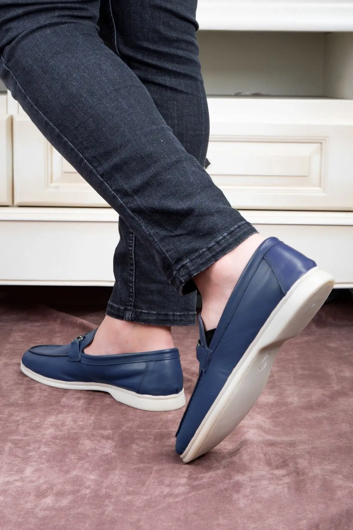 کفش سایز بزرگ مردانه  روزمره  چرم طبیعی وویانت مدل لوفر - رنگ سرمهای - 5054 کفش سایز بزرگ مردانه روزمره چرم طبیعی وویانت مدل لوفر - رنگ سرمهای - 5054