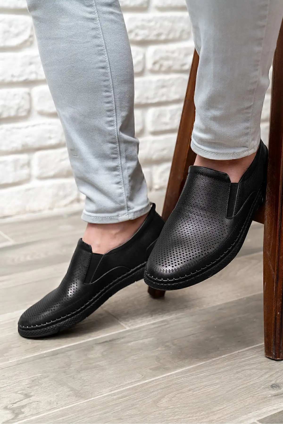 کفش روزمره مردانه چرم طبیعی، ، تابستانی، لوفر، چرم سیاه - 4790