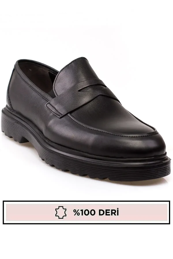 کفش رسمی مردانه چرم اصل با کفی بلند، نوع loafer - 5375