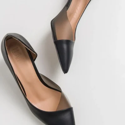 کفش اداری زنانه کفش پاشنه‌دار راحت زنانه با کفی اورتوپدیک و روکش طبیعی - 3554