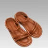 کفش صندل زنانه Sandalet پافر دو بند رنگ قهوه‌ای کادین 2 سانتیمتر BYNDRSL01 - 5322