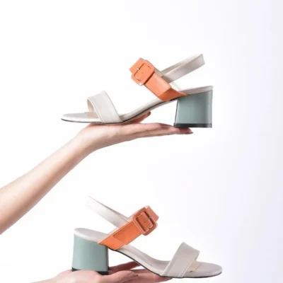 کفش صندل زنانه پاشنه‌دار سونیا بجمینت با جزییات رنگی و بند - 4691