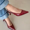 کفش پاشنه‌ بلند زنانه دار نقره‌ای از جنس روکش براق به رنگ bordo - 5117