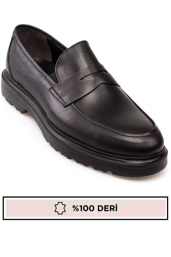 کفش رسمی مردانه چرم اصل با کفی بلند، نوع loafer - 5375