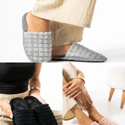 کفش راحتی خانه 3 عددی دمپایی زمستانی هدیه، دمپایی مهمان قابل شستشو، ست سفره عروسی و دمپایی عروس - 3992