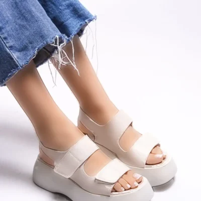 کفش صندل زنانه سندل اولن ساری 0012804 به رنگ بژ جلدی - 4675