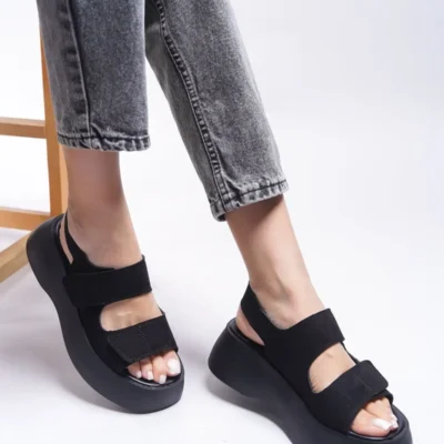 کفش صندل زنانه اولن‌ساری کد 0012804، رنگ مشکی جیر - 4884