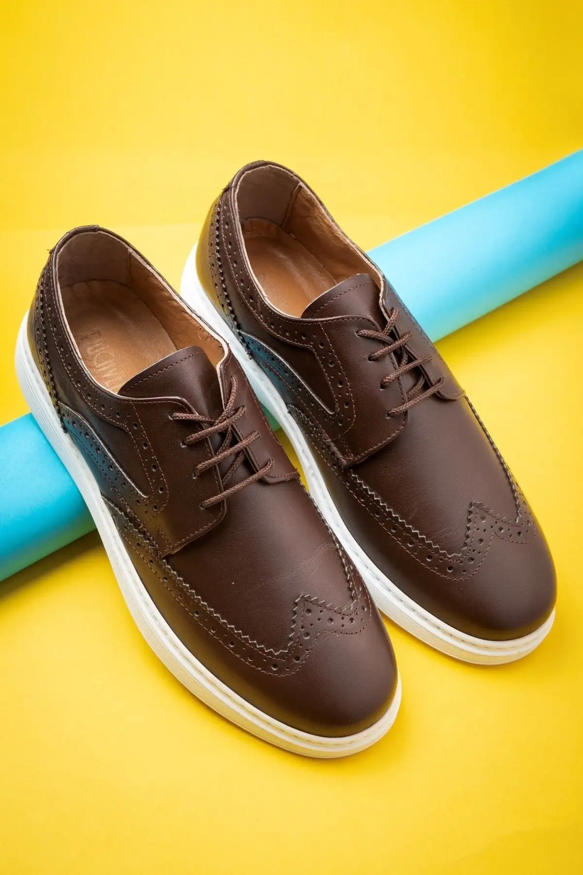 کفش سایز بزرگ مردانه روزمره چرم حقیقی شب، تابستانی، سبک، چرم با بند - 4230