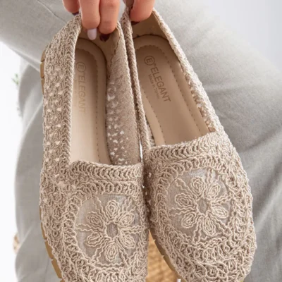 کفش تخت زنانه بافتنی ، مادر، روزمره، لژ دار - 5194