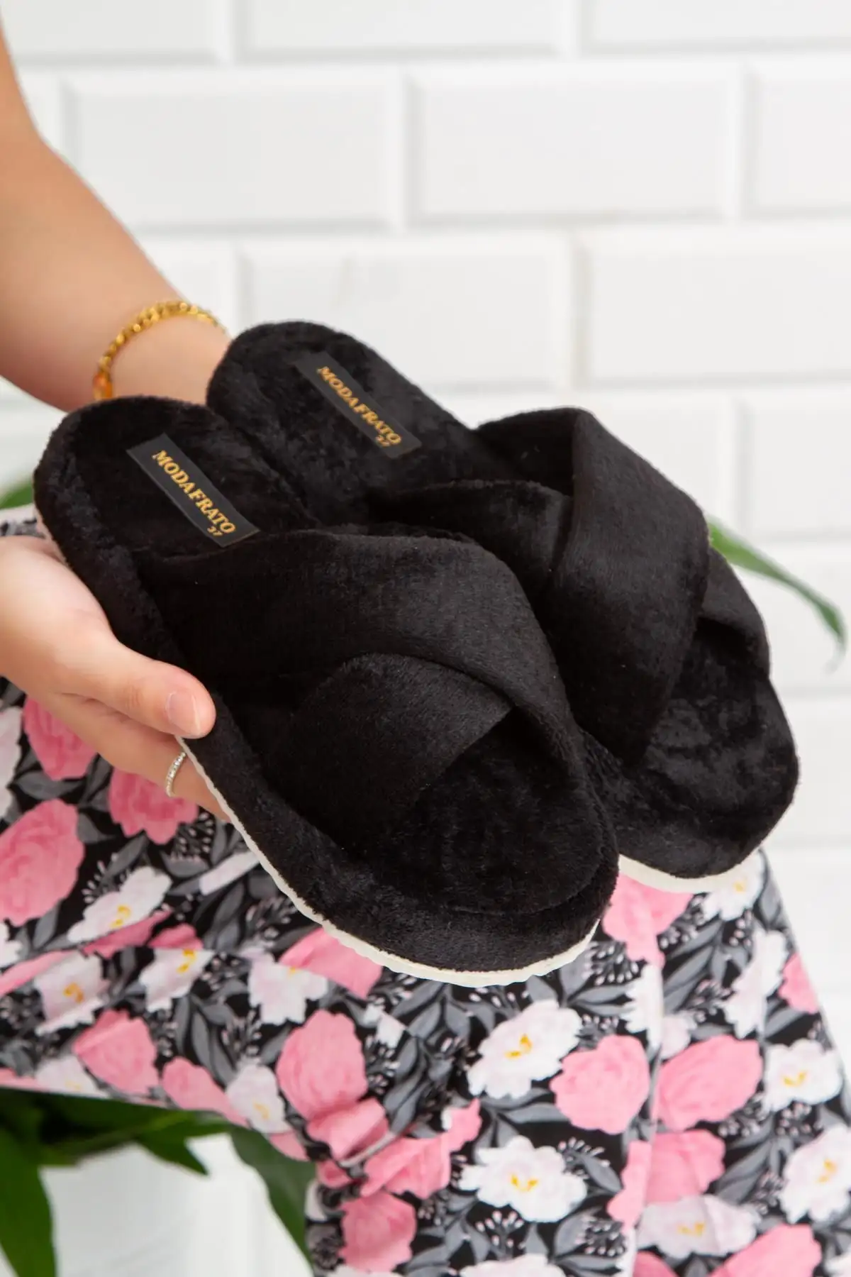 کفش راحتی خانه مدافراتو SMT-02 دمپایی زنانه کراس مخصوص ، دمپایی پشمی زمستانی - 4607