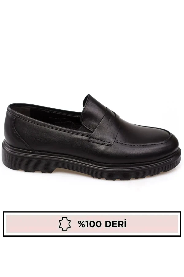 کفش رسمی مردانه چرم اصل با کفی بلند، نوع loafer - 5375