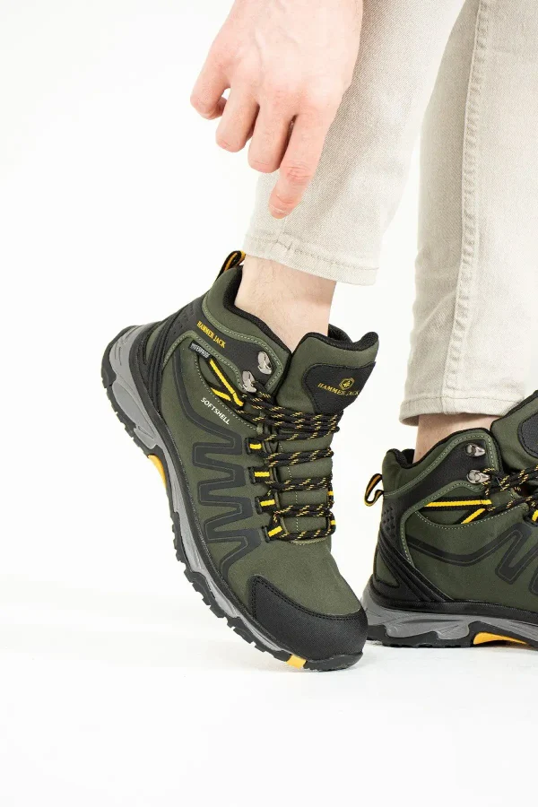 بوت مردانه Outdoor با رنگ هاکی زرد و از جنس چرم طبیعی ضد آب فاروן - 4970
