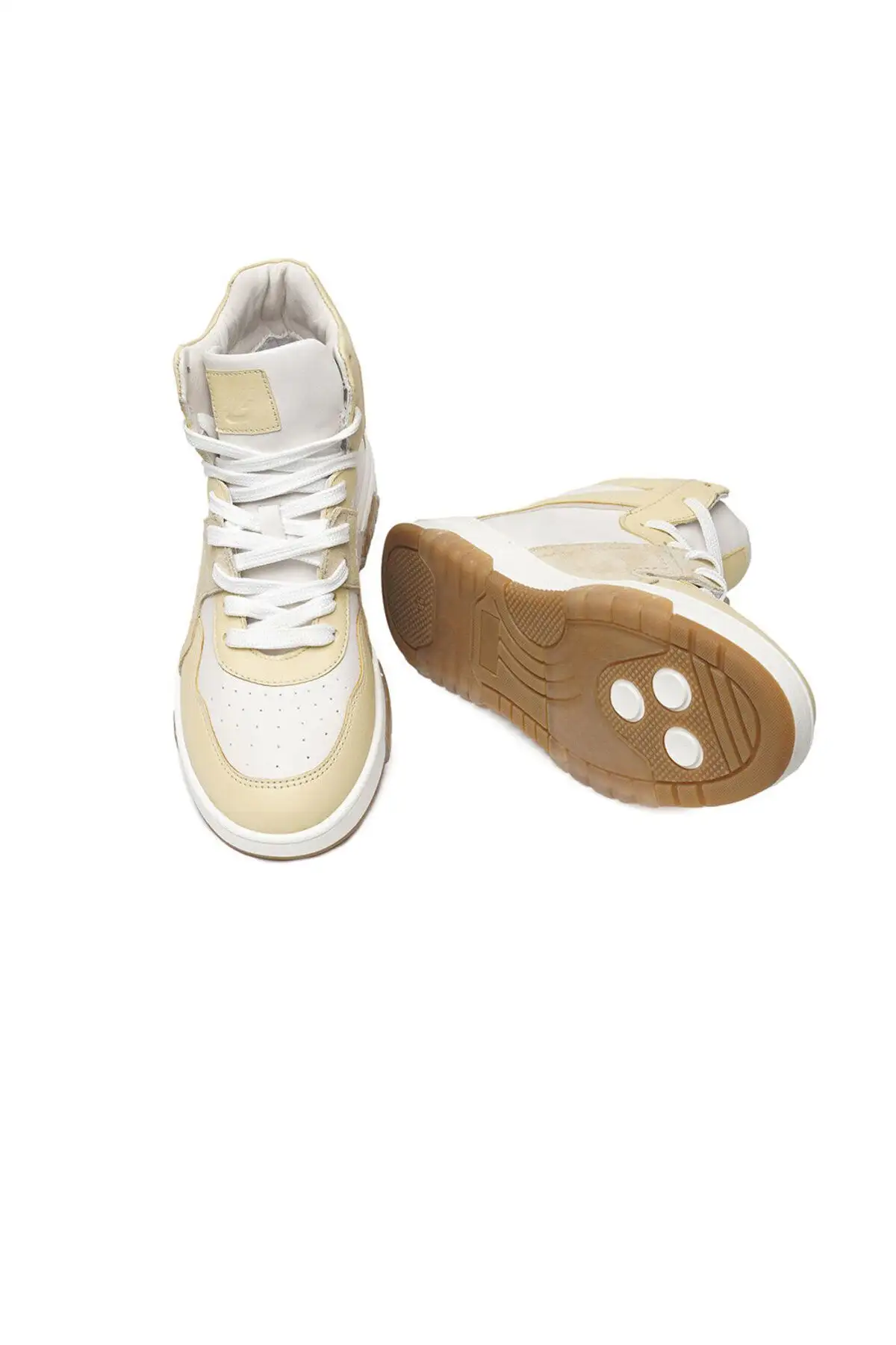 بوت و نیم بوت زنانه بوت اسنیکر چرمی واقعی زنانه سفید و زرد - 3461 بوت و نیم بوت زنانه بوت اسنیکر چرمی واقعی زنانه سفید و زرد - 3461