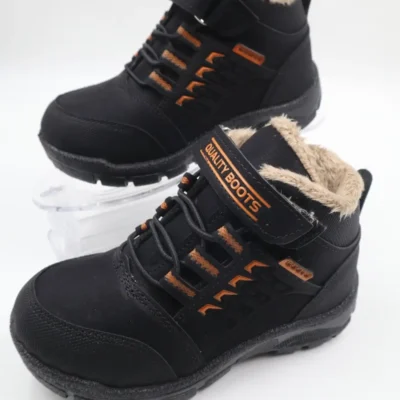 کفش پسرانه چکمه روزمره بافتنی نارنجی و مشکی - 4488