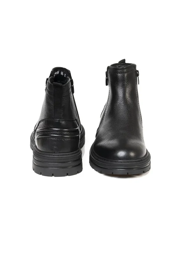 بوت مردانه چکمه کژوال مشکی از چرم طبیعی 3K1KB75169 - 4956