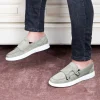 سایز بزرگ مردانه - کفش روزمره مردانه چرم طبیعی ایرلی - کفش loafer سوئدی - کفش تابستانی به رنگ کرم بیج - 3524