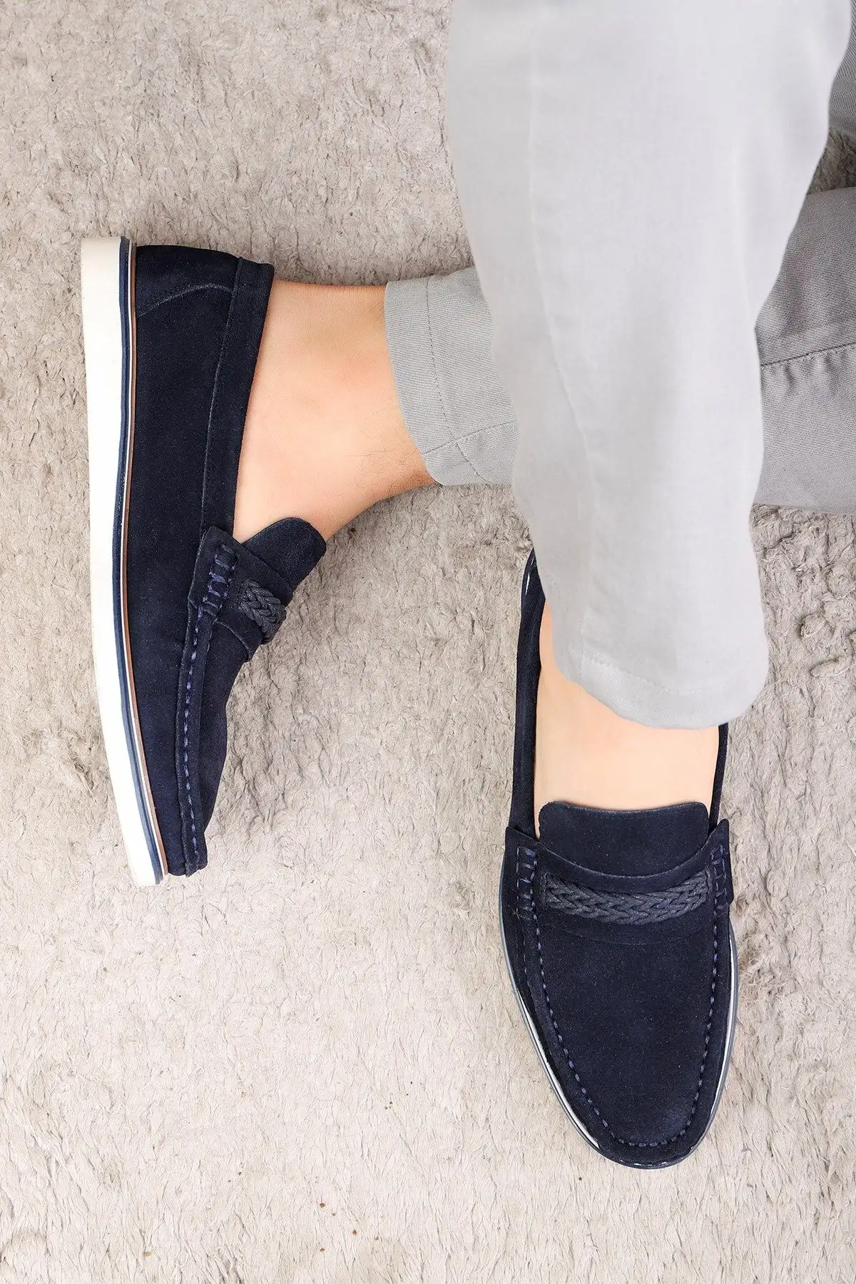 کفش روزمره مردانه Trapani از جنس چرم طبیعی و جیر (لوفر) - 5296