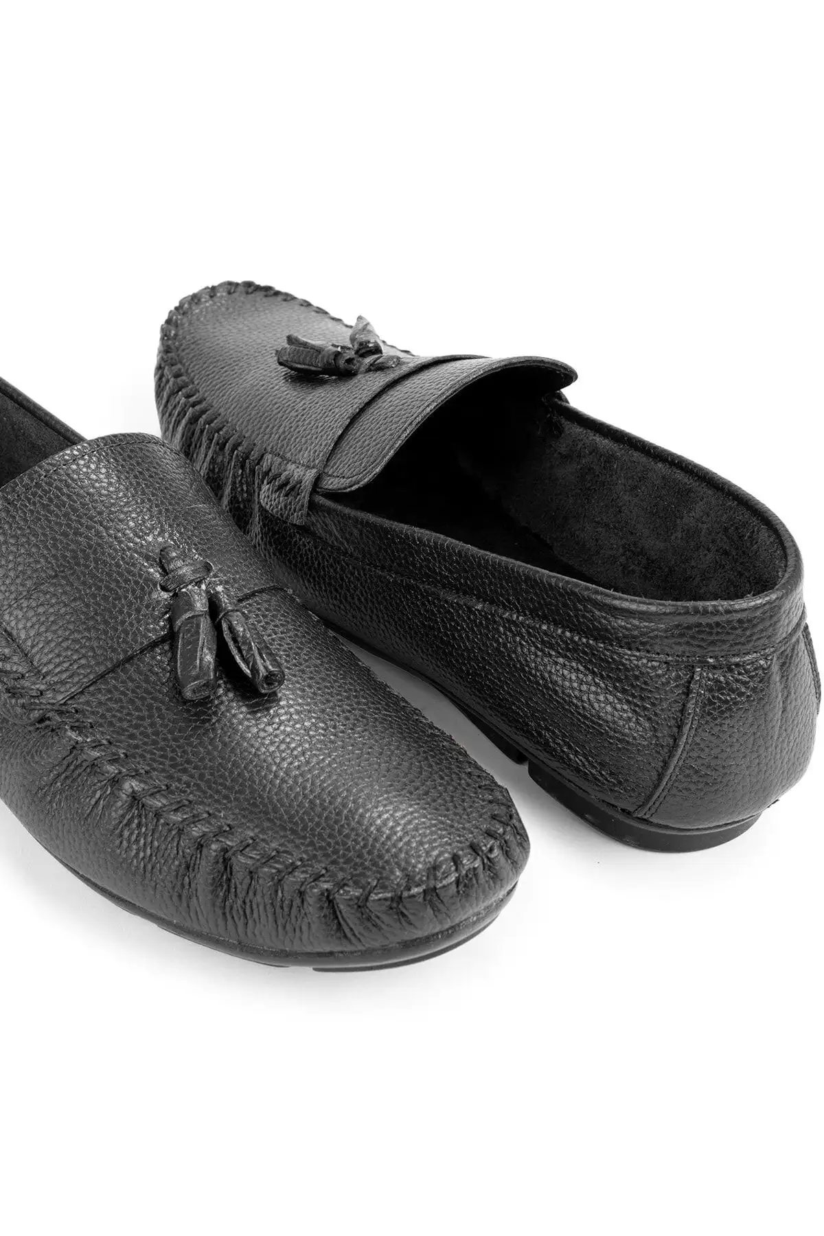 کفش سایز بزرگ مردانه  روزمره  چرم ناب،  لوفر مشکی روکش دار - 5047 کفش سایز بزرگ مردانه روزمره چرم ناب، لوفر مشکی روکش دار - 5047