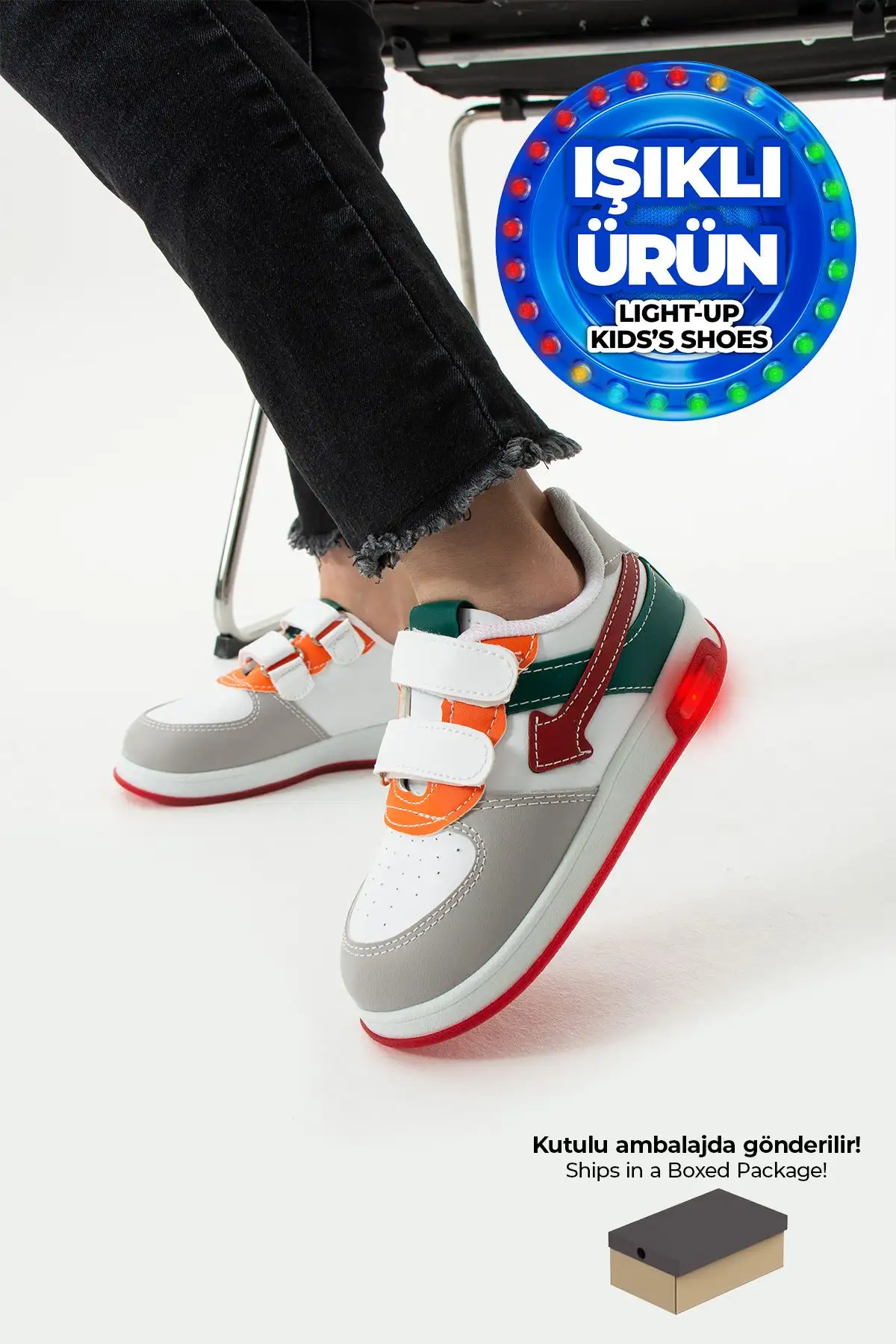 کفش دخترانه  راحت اورتوپدیک کودک برای نوزاد با قابلیت تنفس،  ورزشی بچگانه با نور در رنگ یخ قرمز. - 5205 کفش دخترانه راحت اورتوپدیک کودک برای نوزاد با قابلیت تنفس، ورزشی بچگانه با نور در رنگ یخ قرمز. - 5205