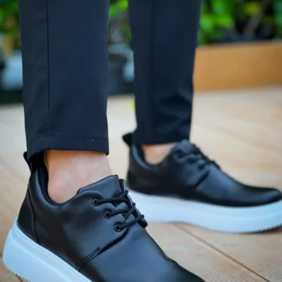 کفش رسمی مردانه روزمره با کفی ضخیم و بنددار دورتموند - سیاه/سفید - 4633