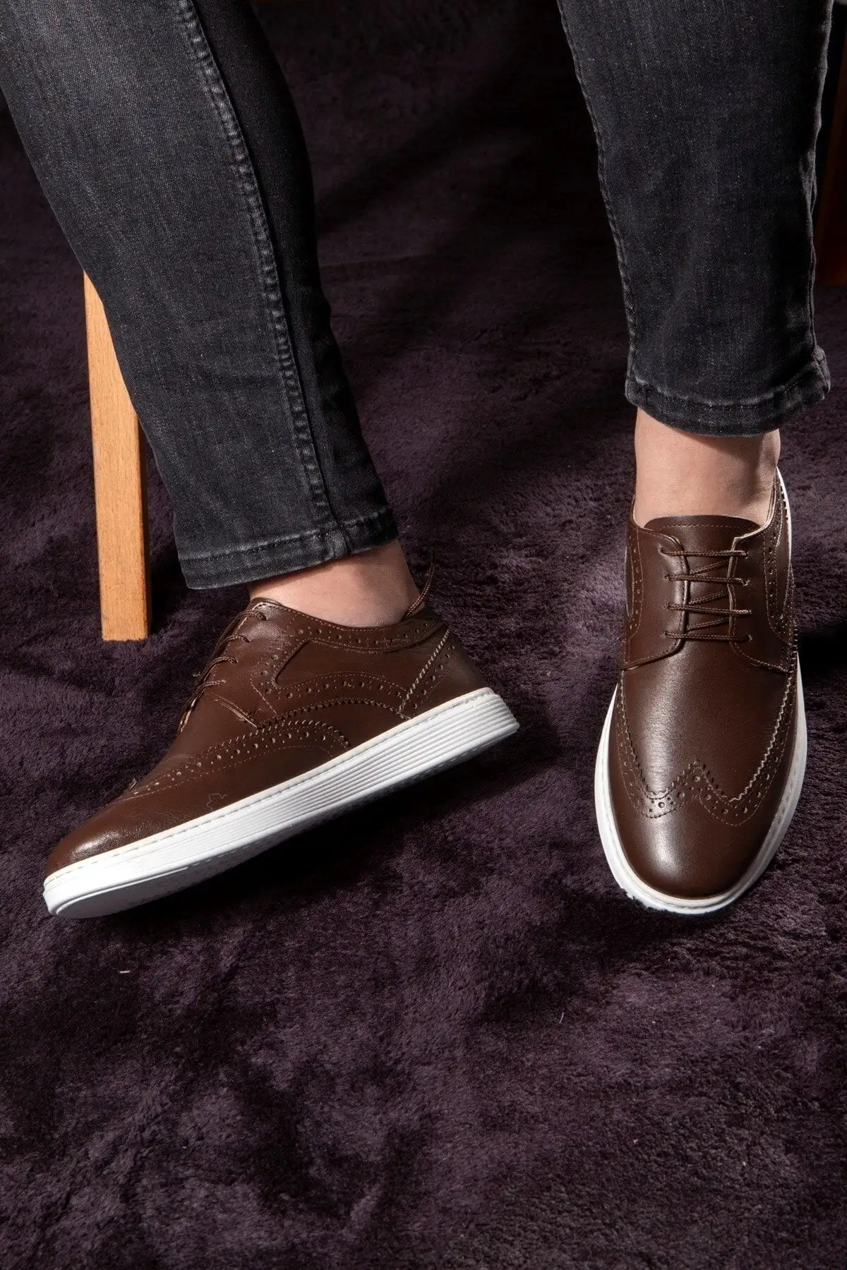 کفش سایز بزرگ مردانه روزمره چرم حقیقی شب، تابستانی، سبک، چرم با بند - 4230