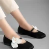 کفش اداری زنانه پاپوش مشکی ساتن با فیلونک، سبک و راحت، شیک برای کار و استفاده روزمره - 4398