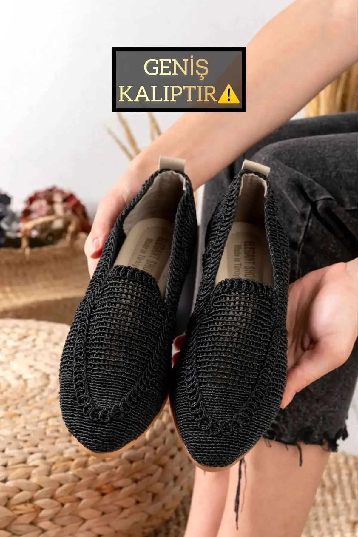 کفش تخت زنانه بافتنی با نوار توری ، دمپایی خانگی، خانگی - 5198 کفش تخت زنانه بافتنی با نوار توری ، دمپایی خانگی، خانگی - 5198