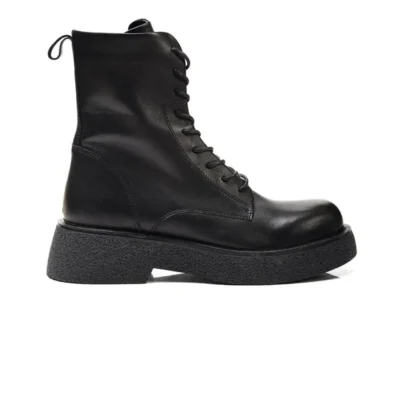 بوت و نیم‌ بوت زنانه کفش نظامی مشکی از چرم طبیعی مدل 3K2UB32741 - 5013