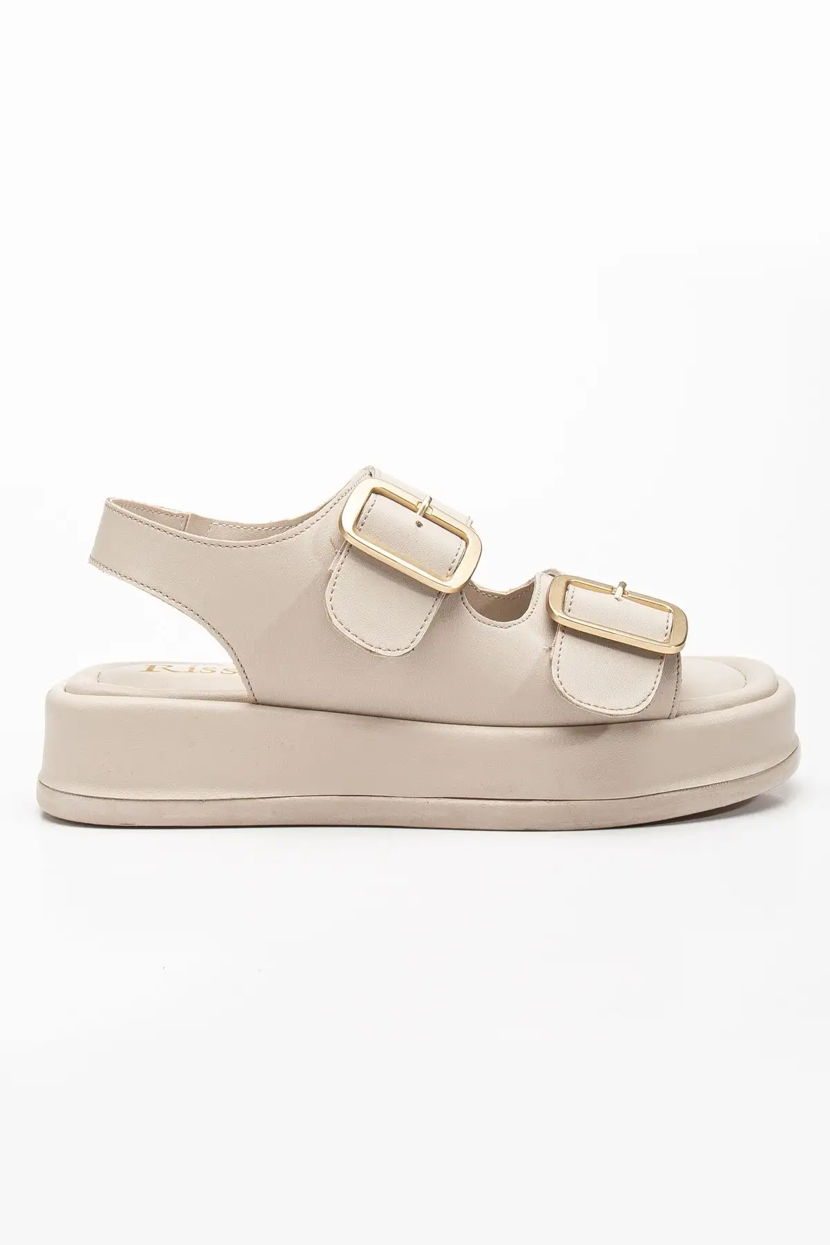 ساندلی زنانه ریسولی با کفی کرم رنگ و بندهای دوگانه و پاشنه بلند - 4878 ساندلی زنانه ریسولی با کفی کرم رنگ و بندهای دوگانه و پاشنه بلند - 4878