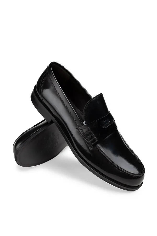 کفش رسمی مردانه چرم سیاه مدل مocasین سیاه - 3997