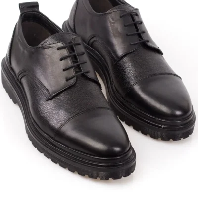 کفش روزمره مردانه چرم اصل با کفی بلند - 4818