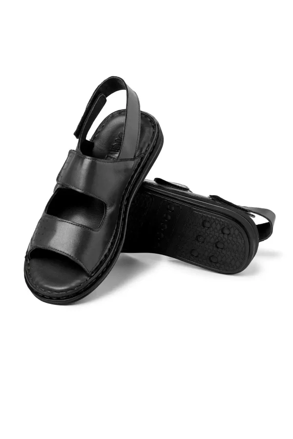 سایز بزرگ مردانه - صندل مردانه چرم طبیعی لواس - صندل چرم طبیعی - صندل با کفی ارتوپدیک - 3507