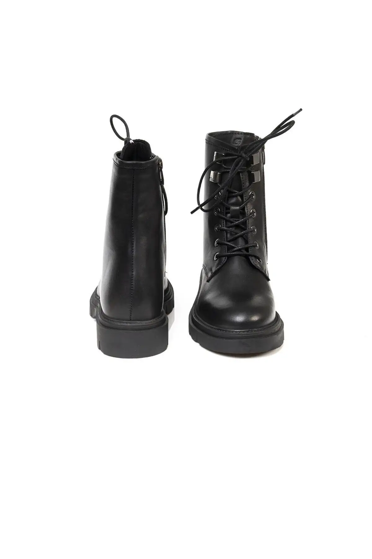 بوت و نیم بوت زنانه کفش نظامی چرم طبیعی مشکی - 5027 بوت و نیم بوت زنانه کفش نظامی چرم طبیعی مشکی - 5027