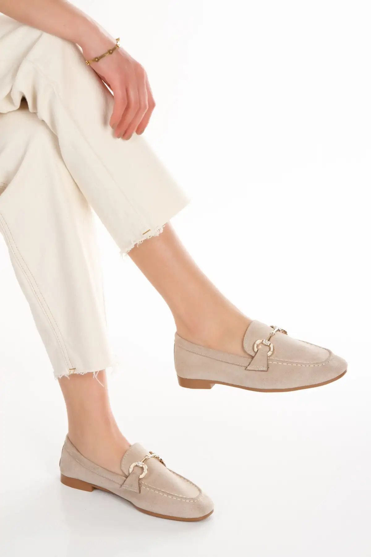 کفش تخت زنانه کفش راحتی زنانه متال توکالی از جنس جیر رنگ بژ - 3234 کفش تخت زنانه کفش راحتی زنانه متال توکالی از جنس جیر رنگ بژ - 3234