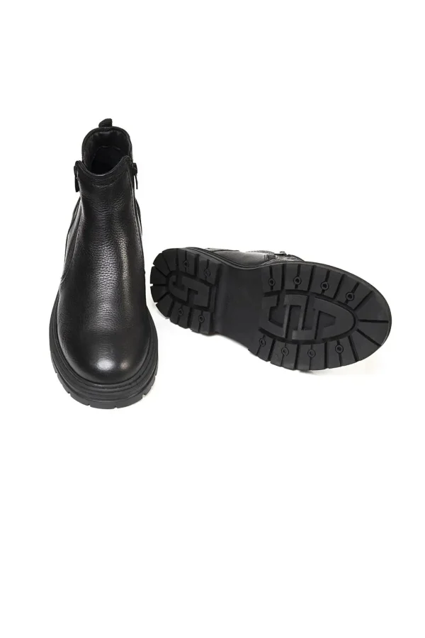 بوت مردانه چکمه کژوال مشکی از چرم طبیعی 3K1KB75169 - 4956