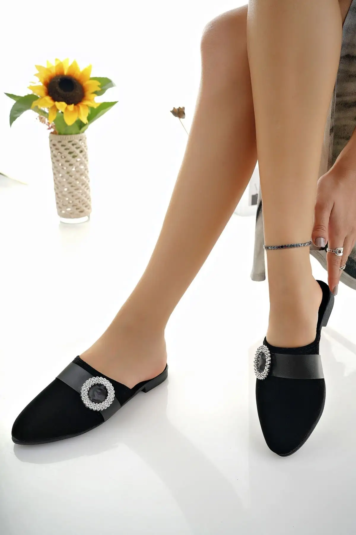 کفش راحتی خانه دمپایی خانگی روزمره زنانه مشکی شیک و راحت برای مهمان و جهیزیه - 3958