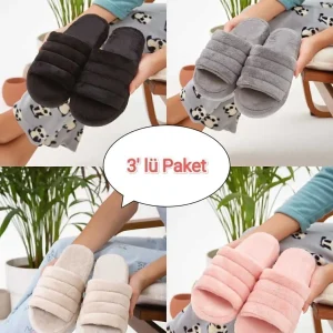 کفش راحتی خانه پکیج ۳ عددی دمپایی جلو باز، مدل دمپایی خانگی، ست وسایل عروسی - 4613