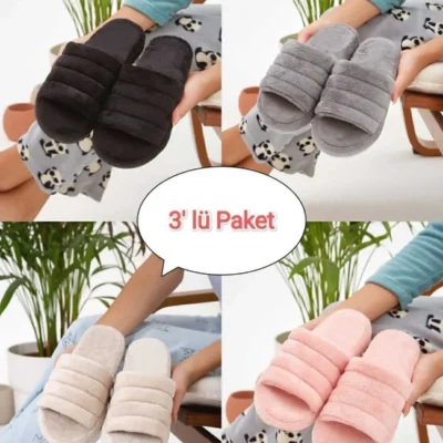 کفش راحتی خانه پکیج ۳ عددی دمپایی جلو باز، مدل دمپایی خانگی، ست وسایل عروسی - 4613