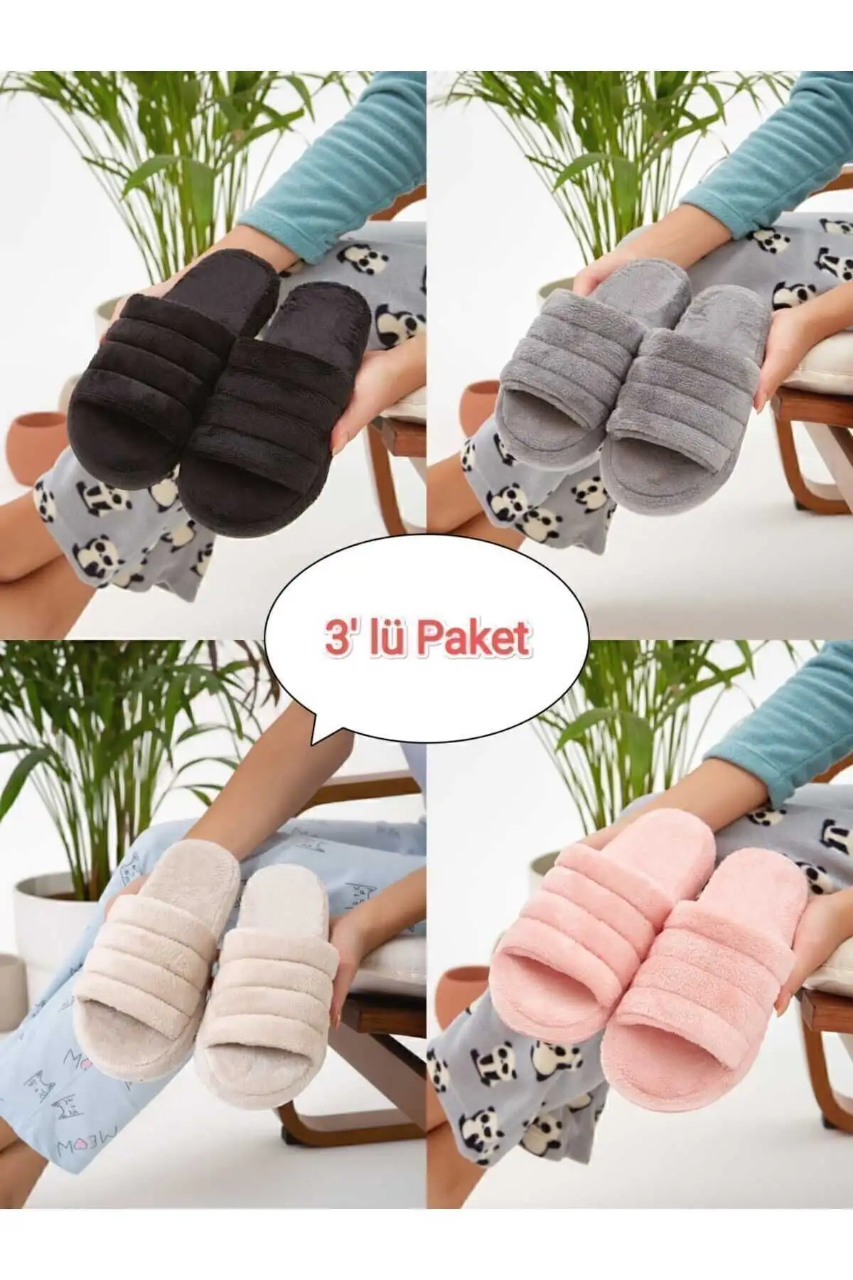 کفش راحتی خانه پکیج ۳ عددی دمپایی جلو باز، مدل دمپایی خانگی، ست وسایل عروسی - 4613 کفش راحتی خانه پکیج ۳ عددی دمپایی جلو باز، مدل دمپایی خانگی، ست وسایل عروسی - 4613