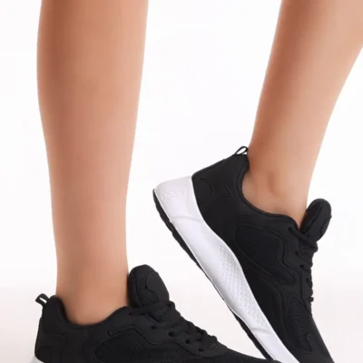 کفش پسرانه ورزشی زنانه و مردانه مشکی و سفید مدل V2901 - 4489