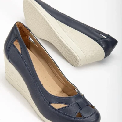 کفش پاشنه‌ بلند زنانه پاشنه اورتوپدیک با کفی پر از زیره، رنگ سرمه‌ای - 4311