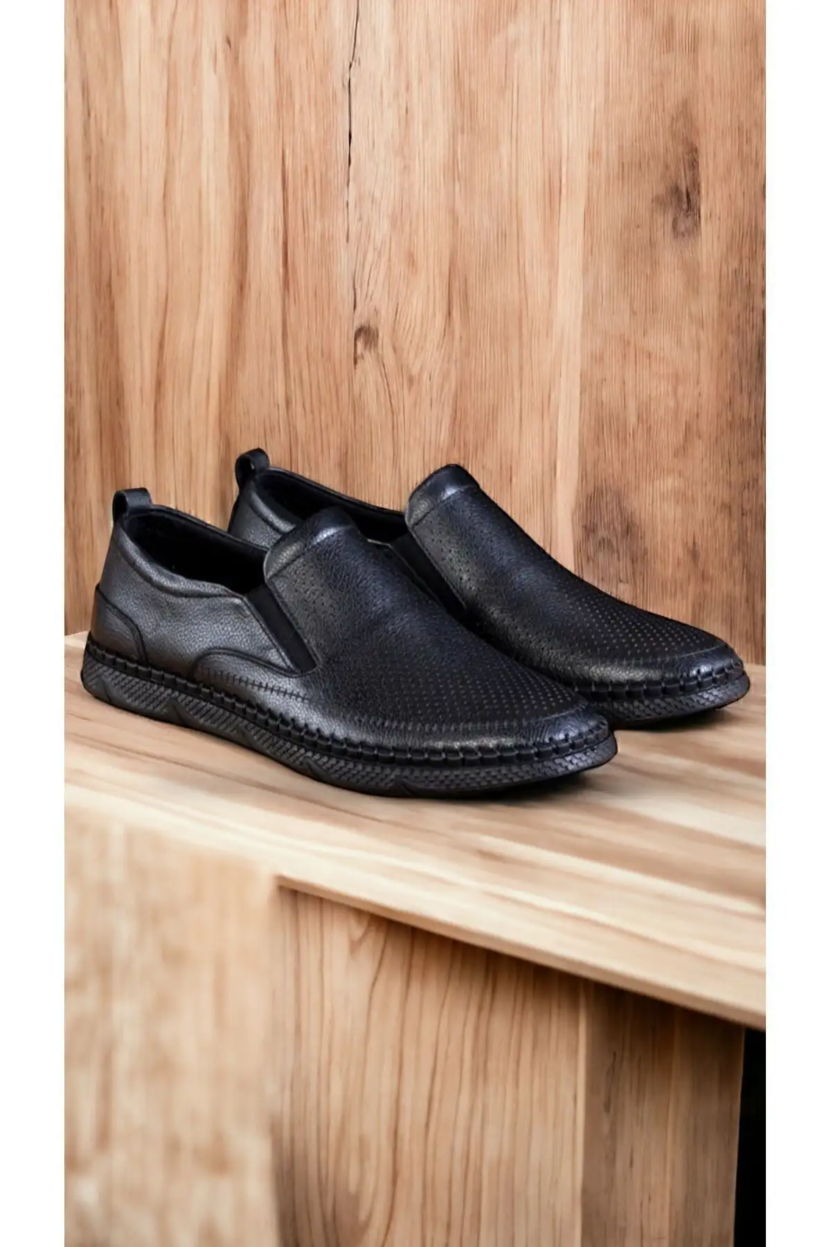 کفش روزمره مردانه چرم طبیعی، ، تابستانی، لوفر، چرم سیاه - 4790