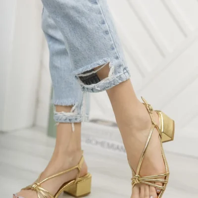 کفش صندل زنانه سندل روزمره طلایی - 5336