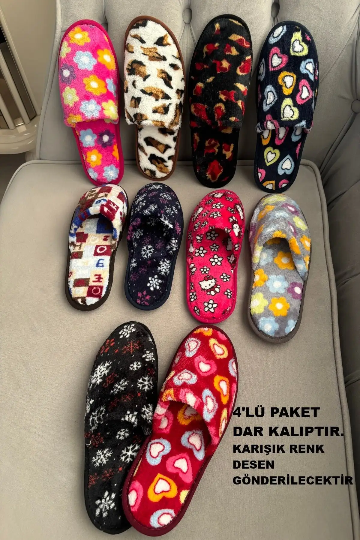 کفش راحتی خانه دمپایی خانم‌ها چهار تکه، دمپایی مهمان جلو بسته، دمپایی جهیزیه و بوفه - 3986