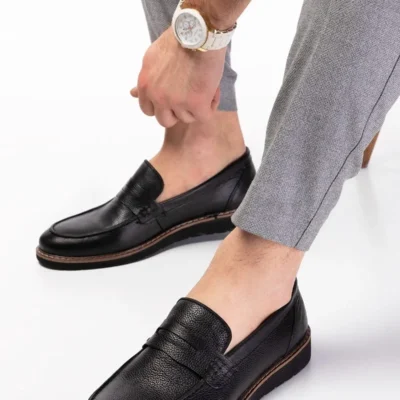 کفش روزمره مردانه ساده چرم طبیعی تابستانی - 4791