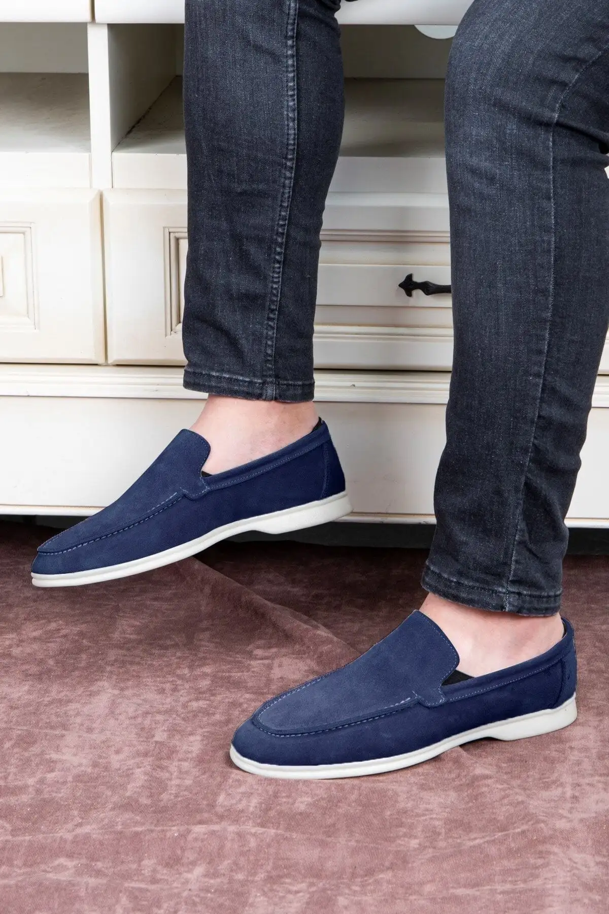 سایز بزرگ مردانه کفش روزمره مردانه لوفر چرم طبیعی سوئدی آسان - رنگ سرمهای - 3514 سایز بزرگ مردانه کفش روزمره مردانه لوفر چرم طبیعی سوئدی آسان - رنگ سرمهای - 3514